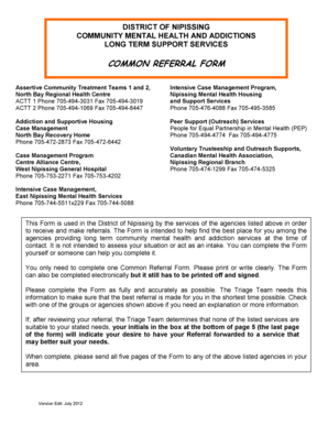 District of Nipissing Common Referral Form