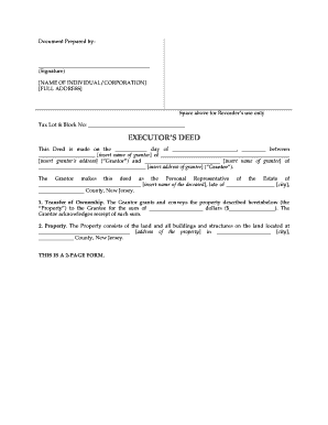 pdffiller executor deed executorship deceased