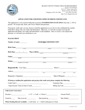 Washington Birth Certificate Application
