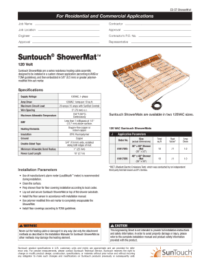 Suntouch ShowerMat Installation Form