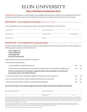 Dean of Students Evaluation Form