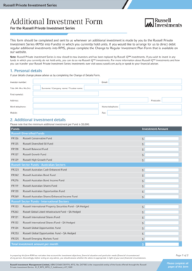 Russell Private Investment Series Additional Investment Form