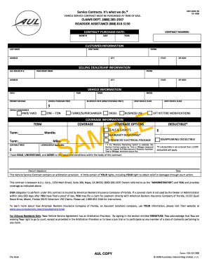 Vehicle Service Contract Agreement