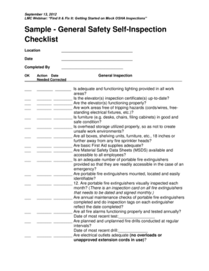 General Safety Self-Inspection Checklist
