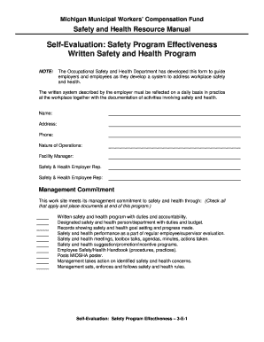 Michigan Safety Program Effectiveness Self-Evaluation