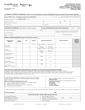 NorthWestern Energy Residential Natural Gas Water Heating Application