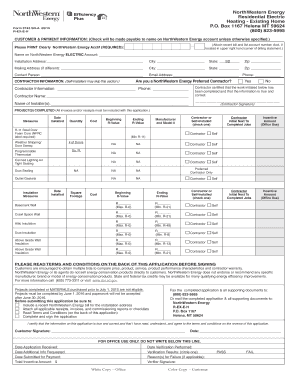 NorthWestern Energy Residential Electric Heating Application