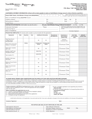 NorthWestern Energy Residential Electric Existing Home Program Application