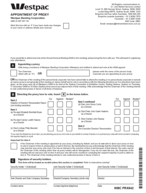 Westpac Proxy Appointment Form