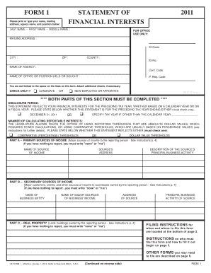 Florida Statement of Financial Interests Form 1