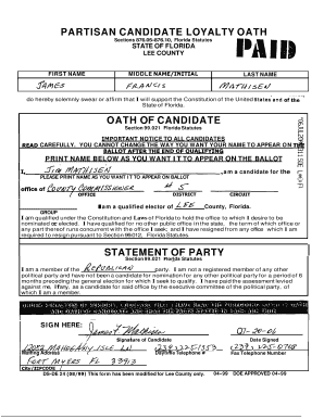 Florida Candidate Loyalty Oath