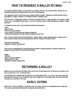 Lee County Ballot By Mail Request Form