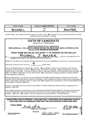 Florida Candidate Loyalty Oath