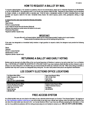 Lee County Ballot By Mail Request Form
