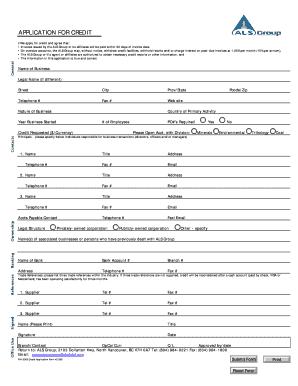 ALS Group Credit Application Form
