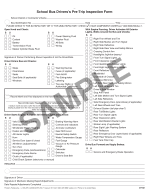 School Bus Driver’s Pre-Trip Inspection Form