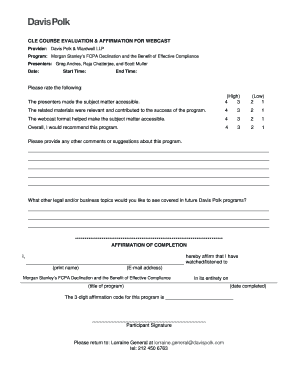 CLE Course Evaluation & Affirmation