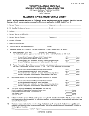 Teacher Application for CLE Credit