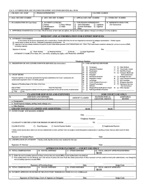 CJA 21 Authorization and Voucher for Expert Services