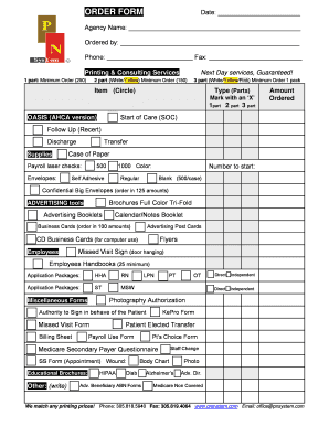 Printing Order Form