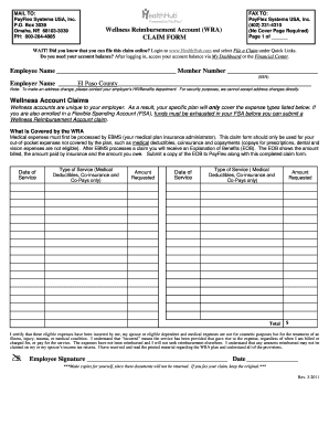 Wellness Reimbursement Account (WRA) CLAIM FORM Employee ...