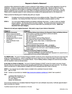 LexisNexis Debt Collection Statement Request