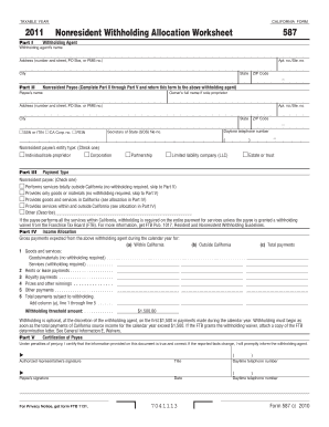 California Nonresident Withholding Allocation Worksheet