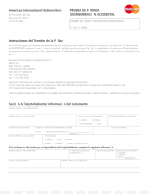 Formulario de Reclamación por Pérdida Accidental de Mastercard