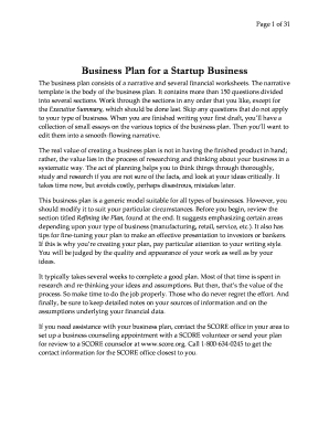 Business Plan Template for Startup