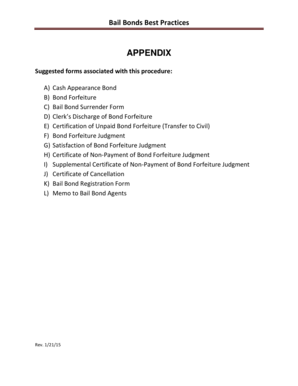Florida Cash Appearance Bond Form