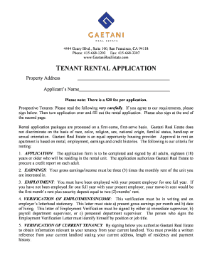 Tenant Rental Application