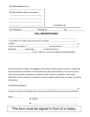 California Full Reconveyance Deed