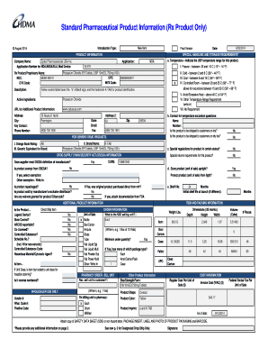 Pharmaceutical Product Information Form
