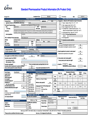 Pharmaceutical Product Information Form