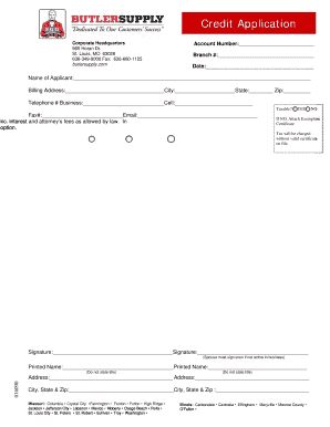 Butler Supply Credit Application