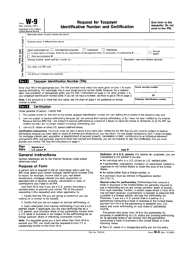 Form W-9 Request for Taxpayer Identification Number and Certification