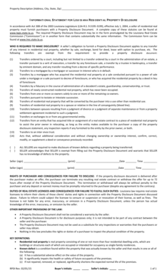 Louisiana Residential Property Disclosure Form