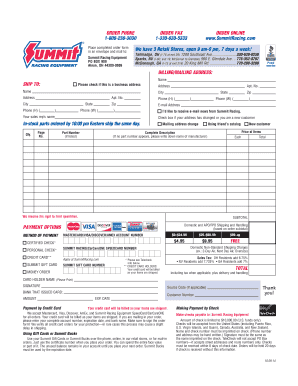Summit Racing Order Form