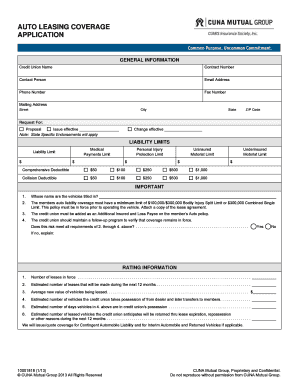 Auto Leasing Coverage Application