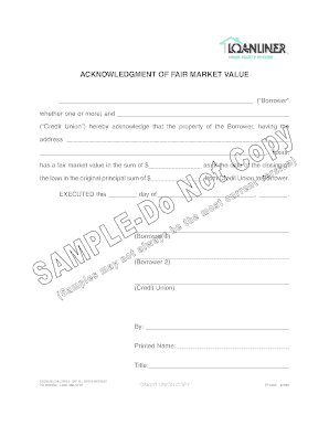 Acknowledgment of Fair Market Value