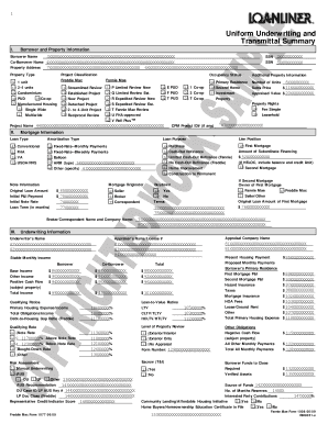Uniform Underwriting and Transmittal Summary