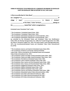 Scheduled Caste Tribe Certificate