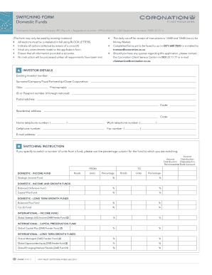 Unit Trust Switching Form