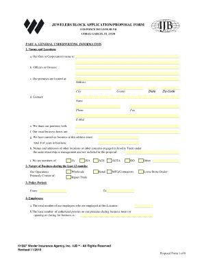 Jewelers Block Insurance Application Form