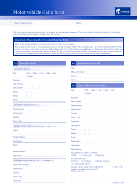 Motor Vehicle Claim Form