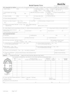 MetLife Dental Expense Claim Form