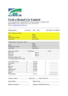 New Zealand Car Rental Agreement