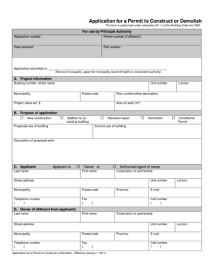 Application for a Permit to Construct or Demolish