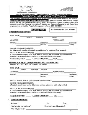 Confidential Application for Tenancy