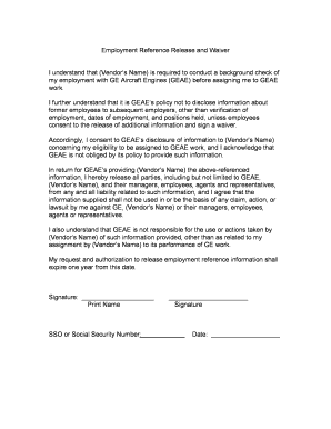 Employment Reference Release and Waiver